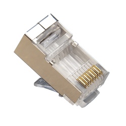 Standard RJ45 (8P8C) Cat5e Shielded, High performance.